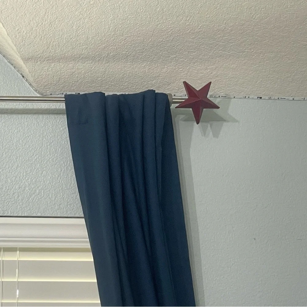 Pottery Barn Kids Red Star Curtain Holdback & Classic Brush Nickel Curtain Rod